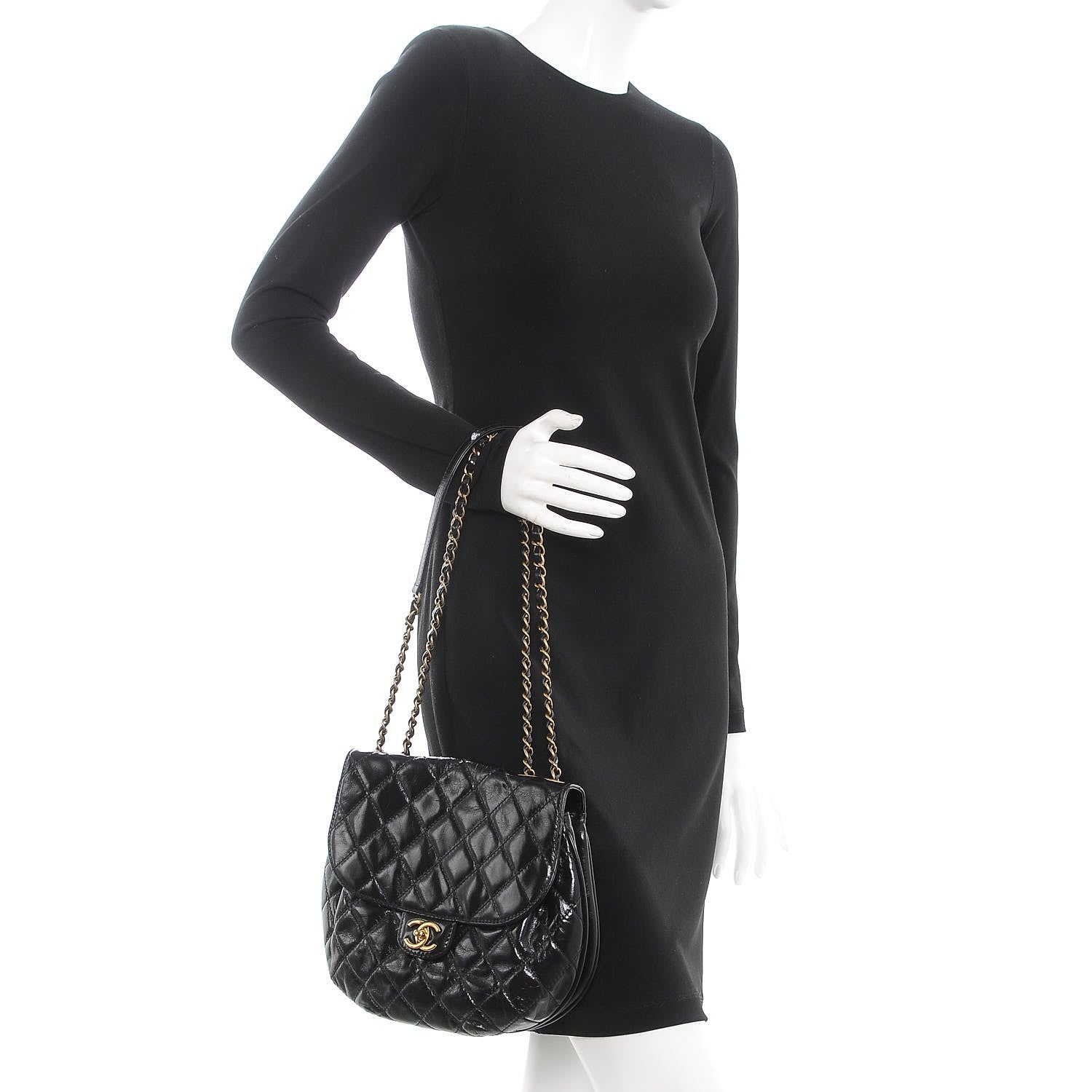 Chanel Glazed Calfskin Quilted Medium Bubble CC Flap Black 3 of 10