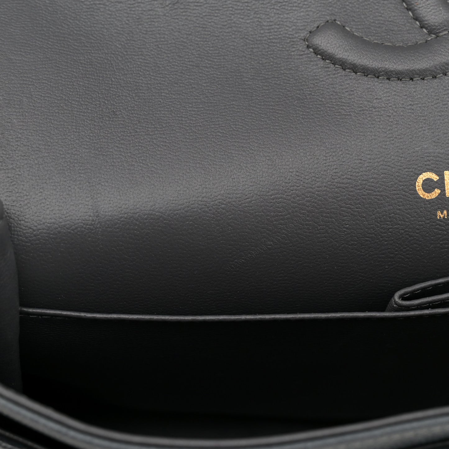 Caviar Quilted Medium Double Flap Dark Grey