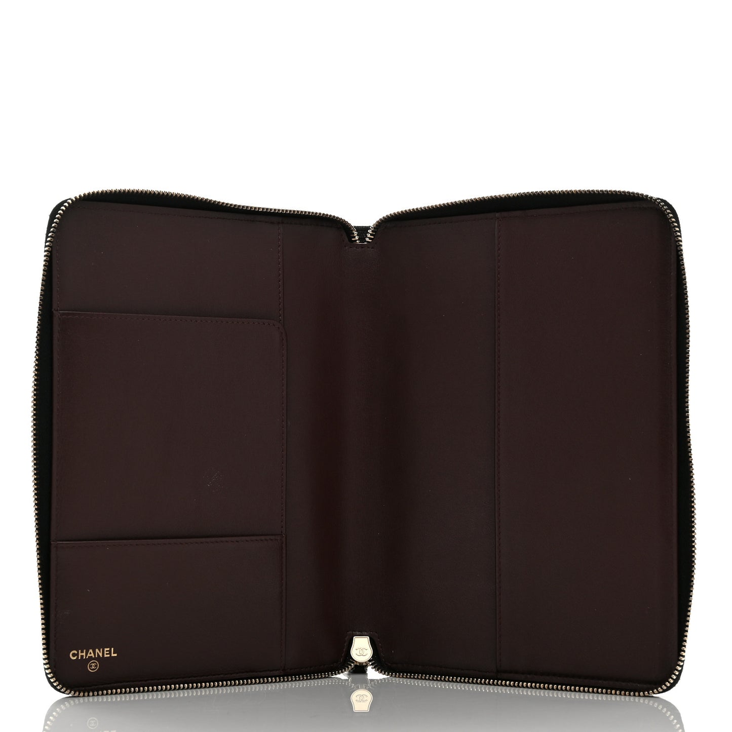 Caviar Quilted Zip Around Notebook Agenda Cover Black
