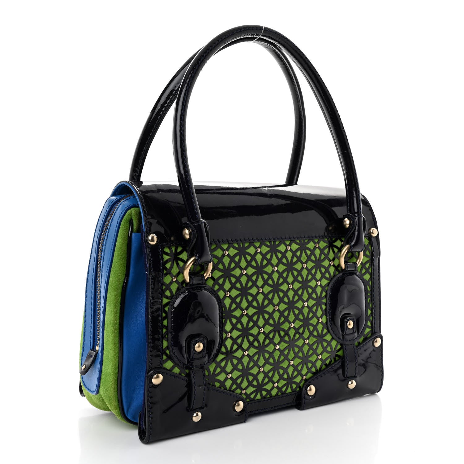 Versace Patent Suede Carla Handle Bag 3 of 11