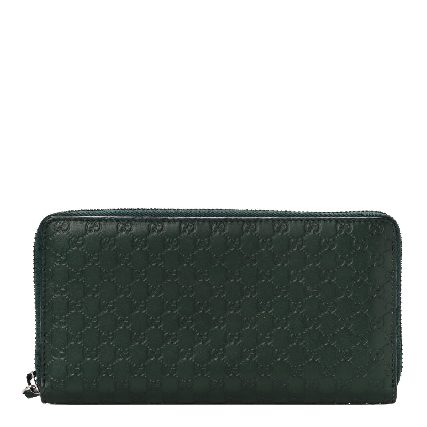 Microguccissima Zip Around Wallet Dark Green