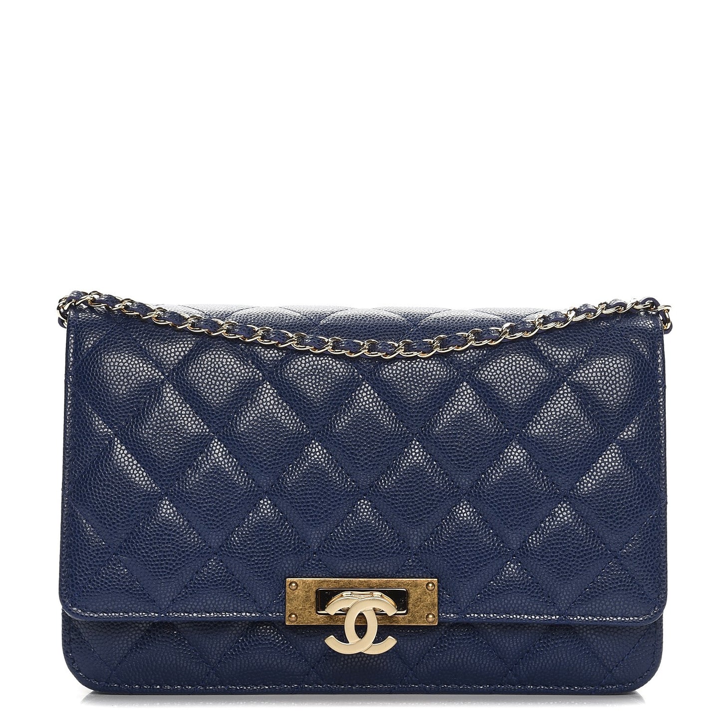 Caviar Quilted Golden Class Wallet On Chain WOC Navy