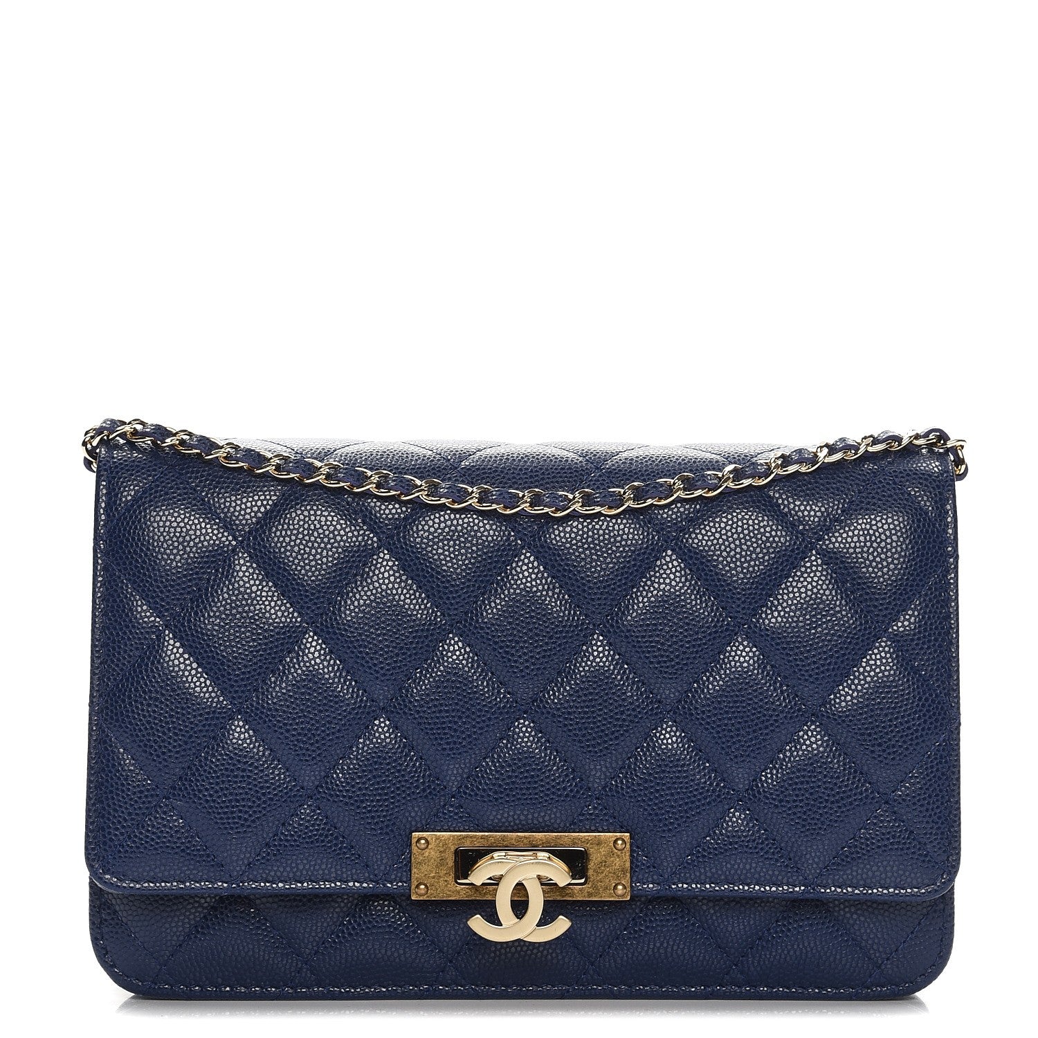 Chanel Caviar Quilted Golden Class Wallet On Chain WOC Navy 1 of 9