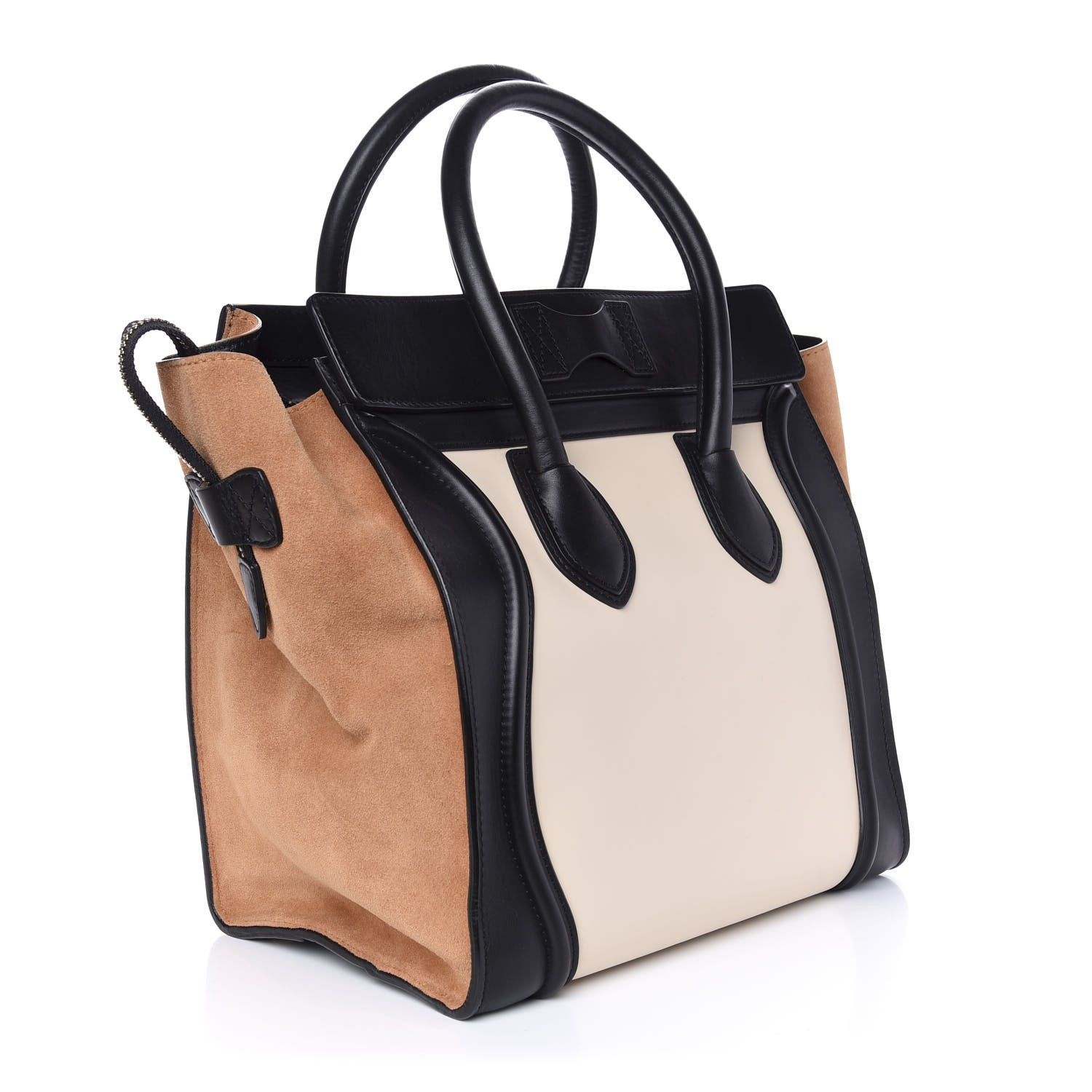 Celine Satin Calfskin Suede Mini Tri-Color Luggage Seashell 3 of 9