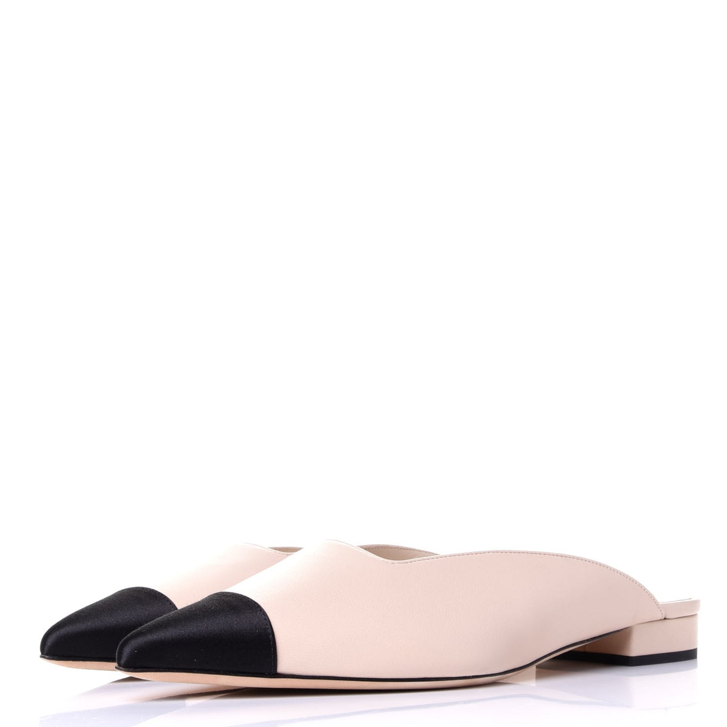 Lambskin Satin Cap Toe CC Mules 39 Pink Black