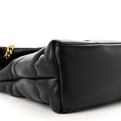Saint Laurent Lambskin Quilted Medium Loulou Puffer Monogram Chain Satchel Black 9 of 11
