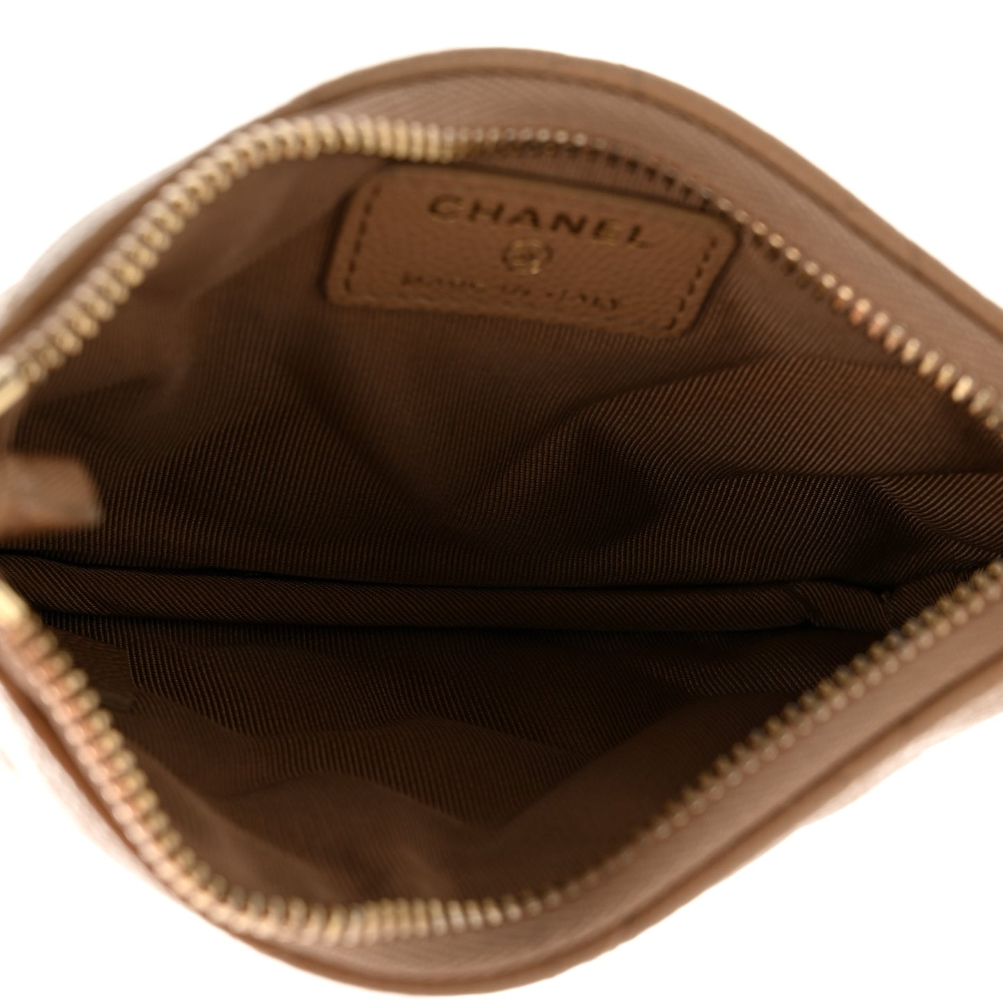 Caviar Quilted Small Cosmetic Case Beige