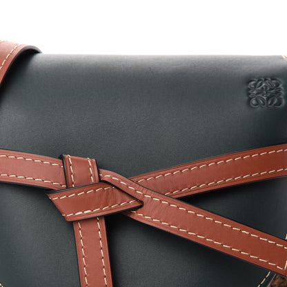 Loewe Smooth Calfskin Tweed Small Gate Crossbody Bag Dark Green Tan Multicolor 10 of 10