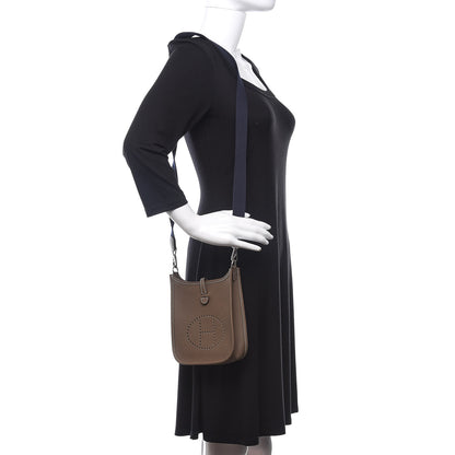 Hermes Taurillon Clemence Amazone Evelyne TPM Etoupe Bleu Indigo 3 of 11