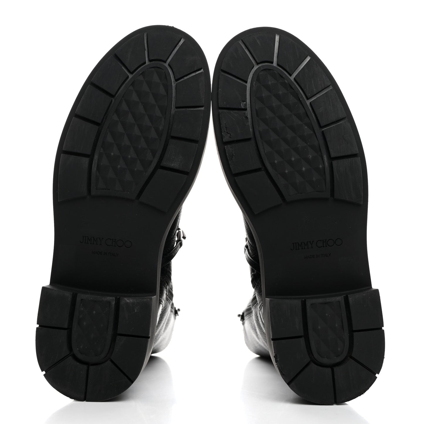Grained Calfskin Nari Diamond Chain Flat Boots 39 Black Anthracite