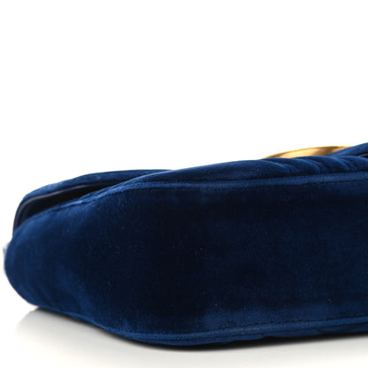 Gucci Velvet Matelasse Medium GG Marmont Shoulder Bag Cobalt Blue 10 of 11
