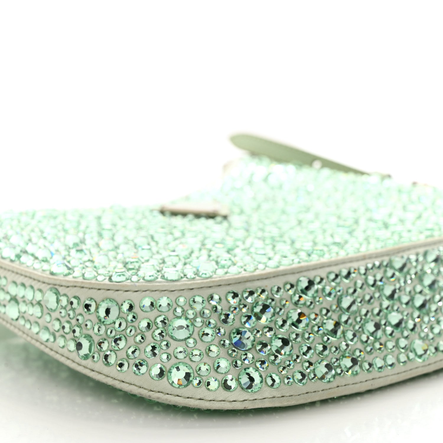 Prada Satin Crystal Cleo Adjustable Strap Shoulder Bag Acqua 9 of 11