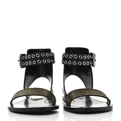 Louis Vuitton Calfskin Monogram Passenger Flat Sandals 37 Black 4 of 14