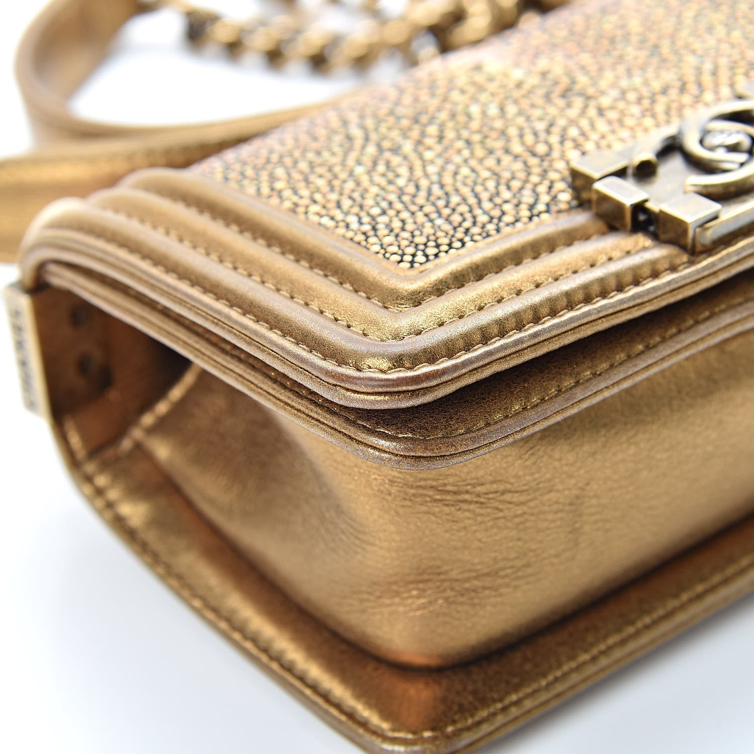 Chanel Galuchat Stingray Mini Boy Flap Gold 9 of 14