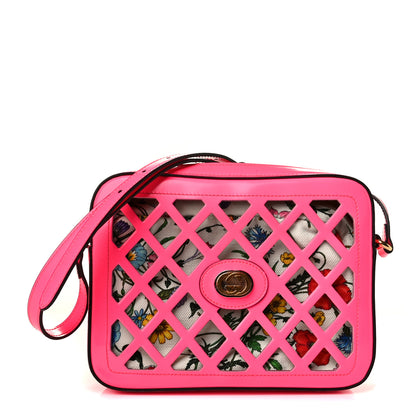 Gucci Canvas Calfskin Flora Infinity Cutout Shoulder Bag Fuchsia 1 of 6