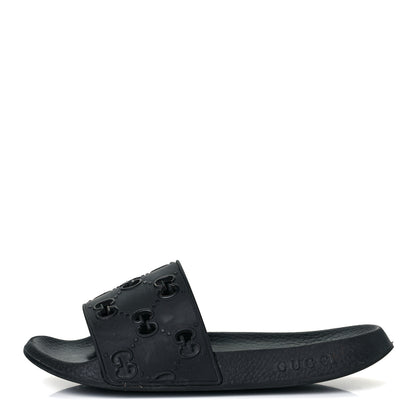 Gucci Rubber GG Monogram Mens Slide Sandals 7 Black 1 of 7