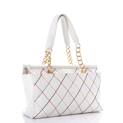 Chanel Calfskin Multicolor Stitch Tote White 3 of 18