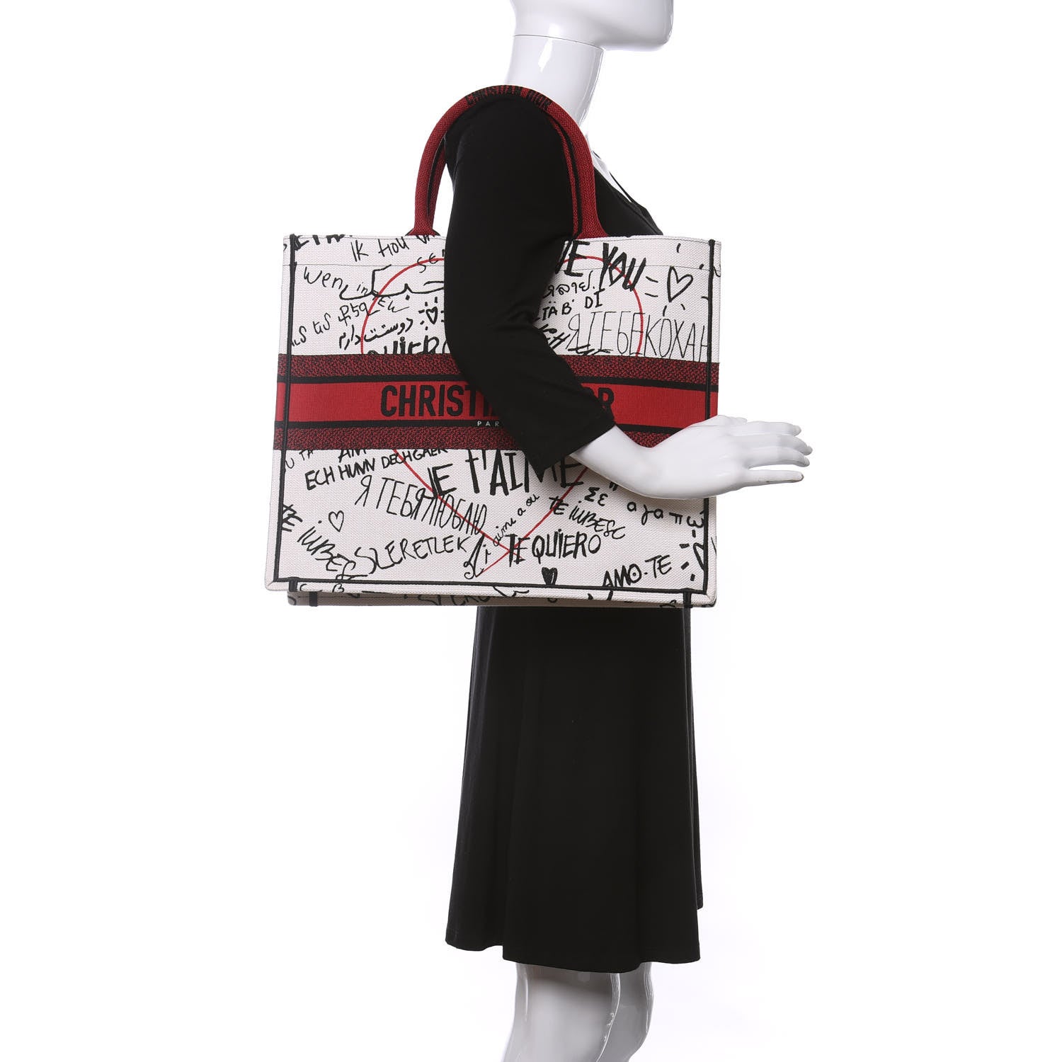 Christian Dior Canvas Embroidered Dioramour Graffiti Book Tote Latte Multicolor 2 of 11