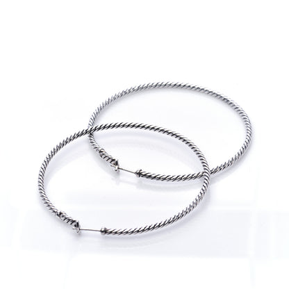 David Yurman Sterling Silver Large Cable Classics Hoop Earrings 4 of 5