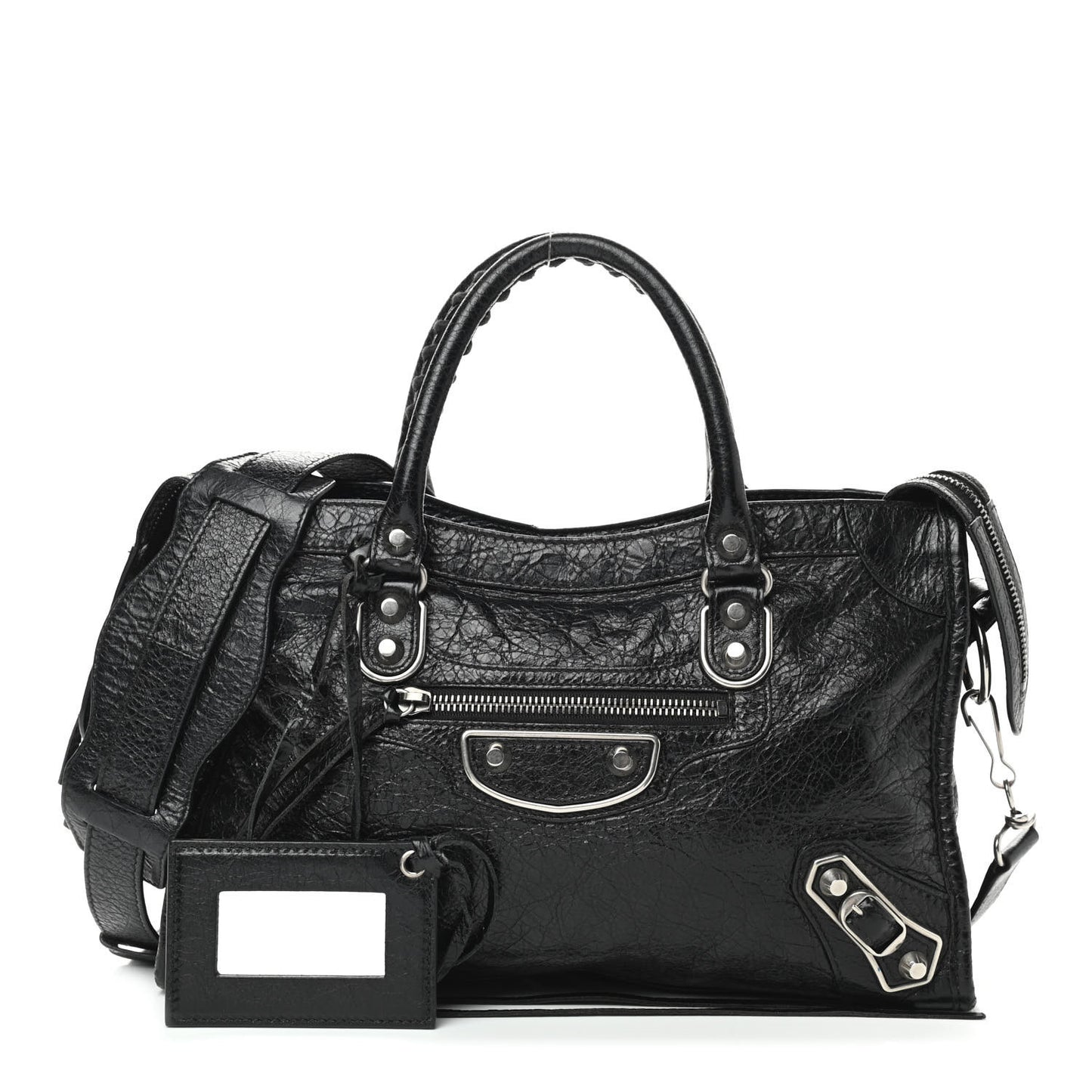 Agneau Silver Metallic Edge Hardware S City Black