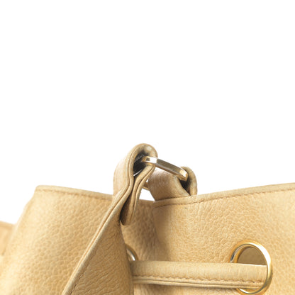 Chanel Caviar Drawstring Sling Backpack Beige 15 of 16