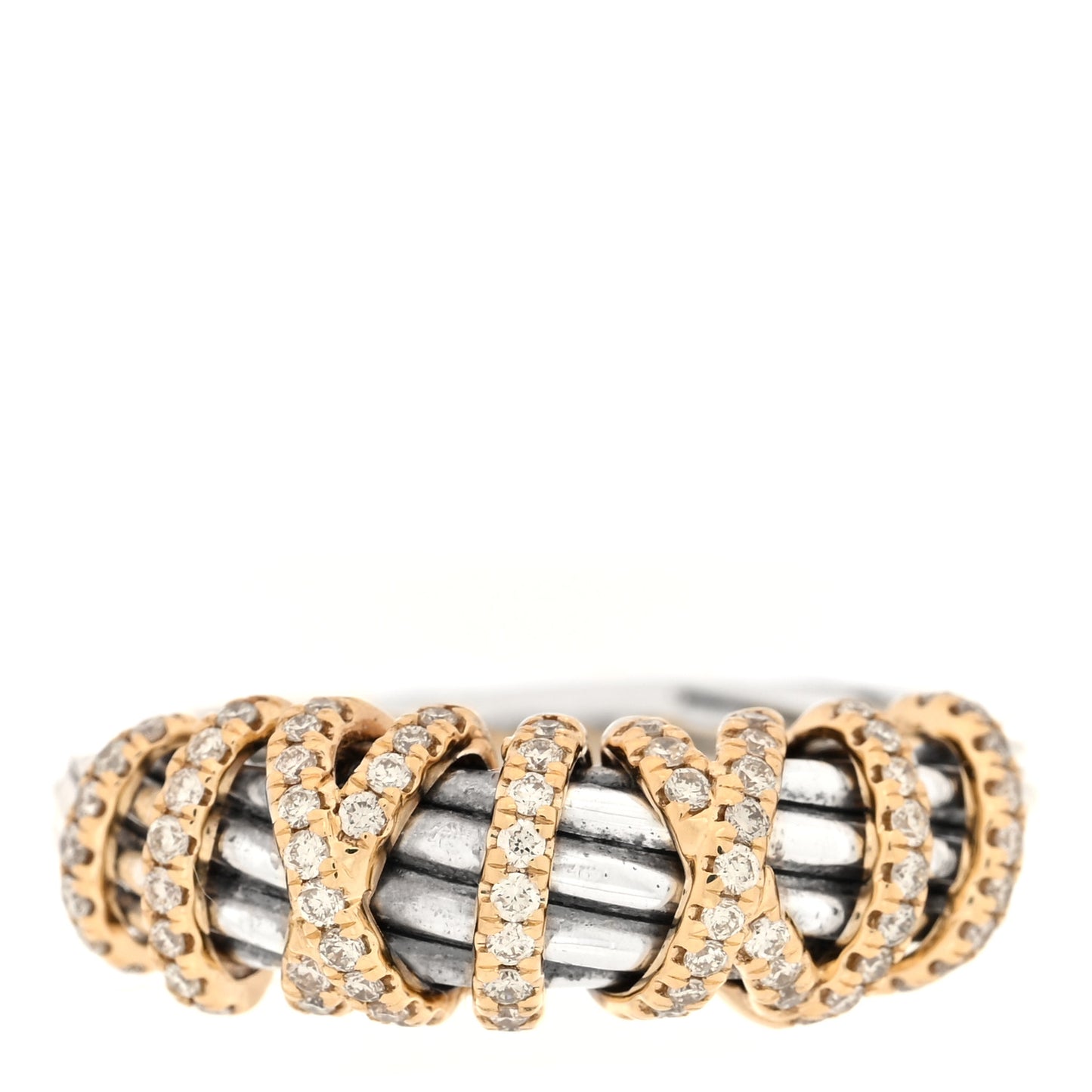 Sterling Silver 18K Yellow Gold Diamond Helena Ring 60 9