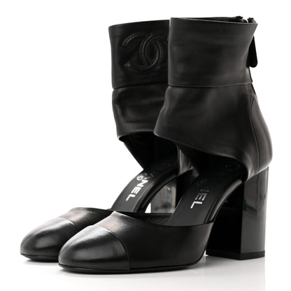 Chanel Lambskin CC Cut Out Boots 36 Black 3 of 12