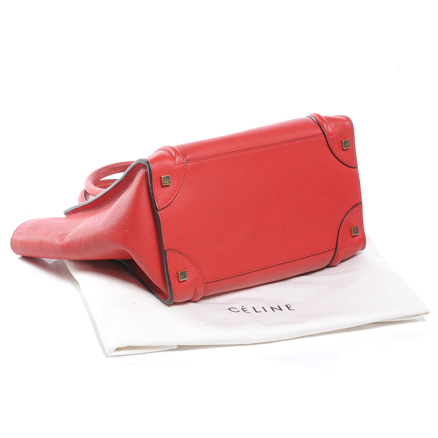 Celine Drummed Calfskin Mini Luggage Coquelicot 4 of 8