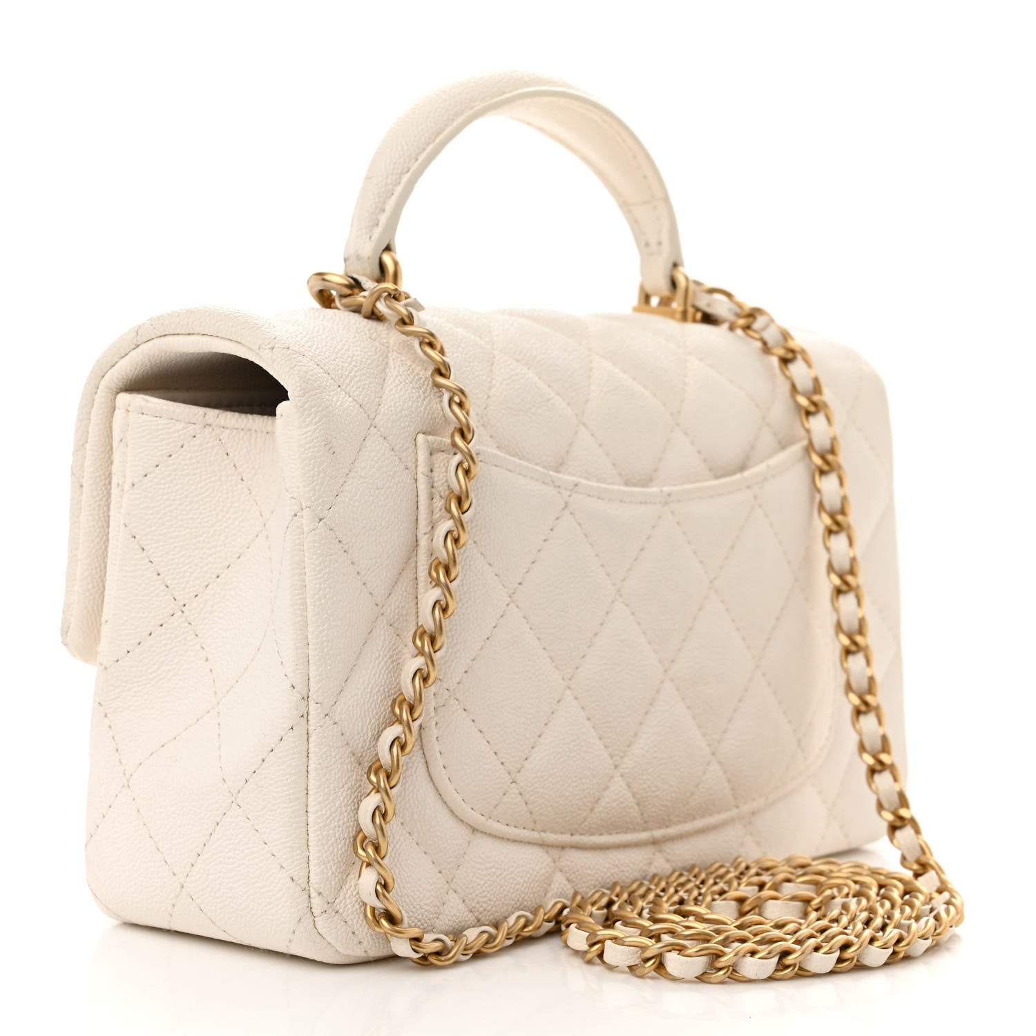 Chanel Caviar Quilted Mini Top Handle Rectangular Flap White 3 of 14