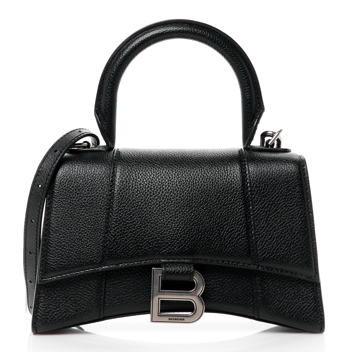 Balenciaga Grained Calfskin Hourglass Top Handle Bag XS Black 1 of 10