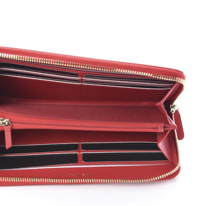 Chanel Caviar Quilted Filigree Zip Around Wallet Red 5 of 9