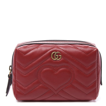 Gucci Calfskin Matelasse GG Marmont Cosmetic Case Hibiscus Red 1 of 7