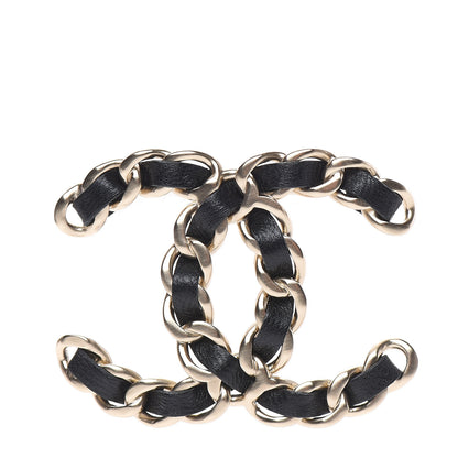 Chanel Lambskin Chain CC Brooch Black Gold 1 of 4