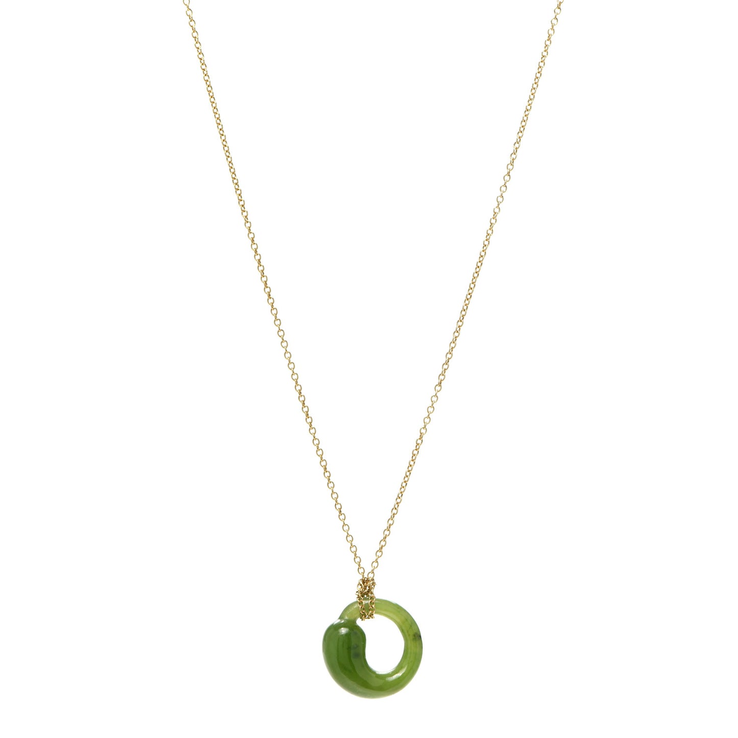 18K Yellow Gold Jade Elsa Peretti Eternal Circle Necklace