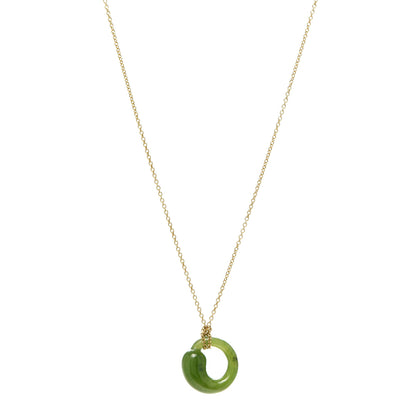 Tiffany 18K Yellow Gold Jade Elsa Peretti Eternal Circle Necklace 1 of 5