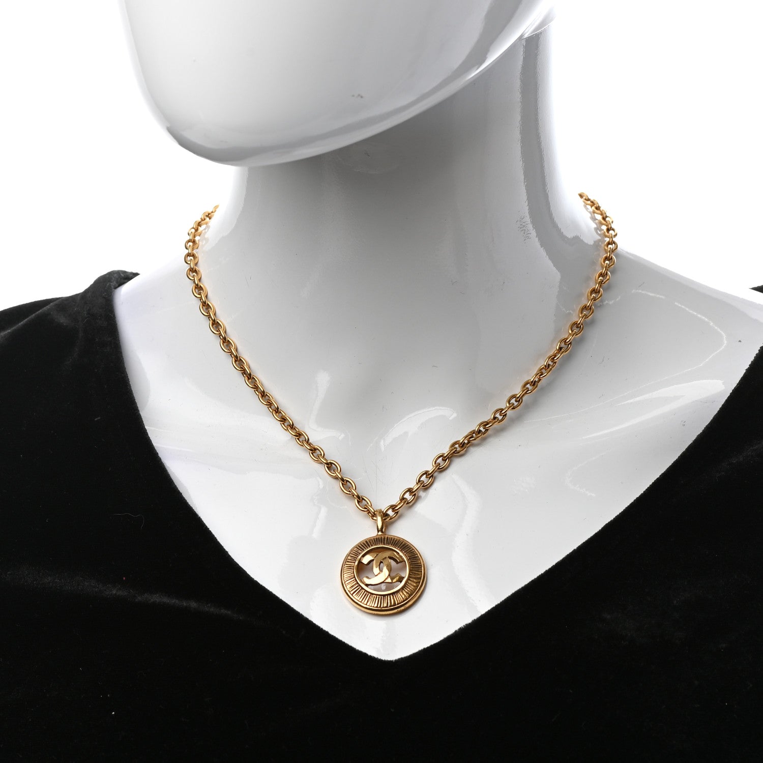 Chanel CC Chain Pendant Necklace Gold 2 of 7