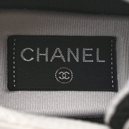 Chanel Mesh Suede Grained Calfskin Womens CC Sneakers 40.5 Black White 6 of 8