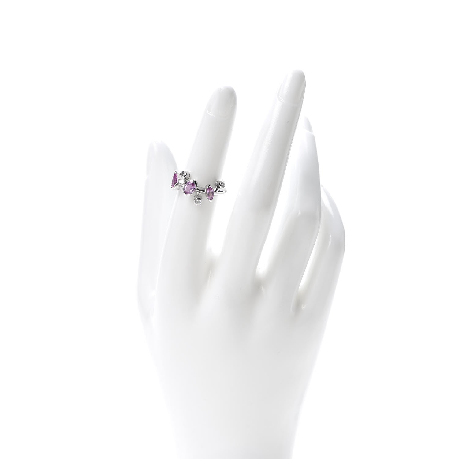 Cartier Platinum Diamond Pink Sapphire Meli Melo Ring 50 5.25 2 of 5
