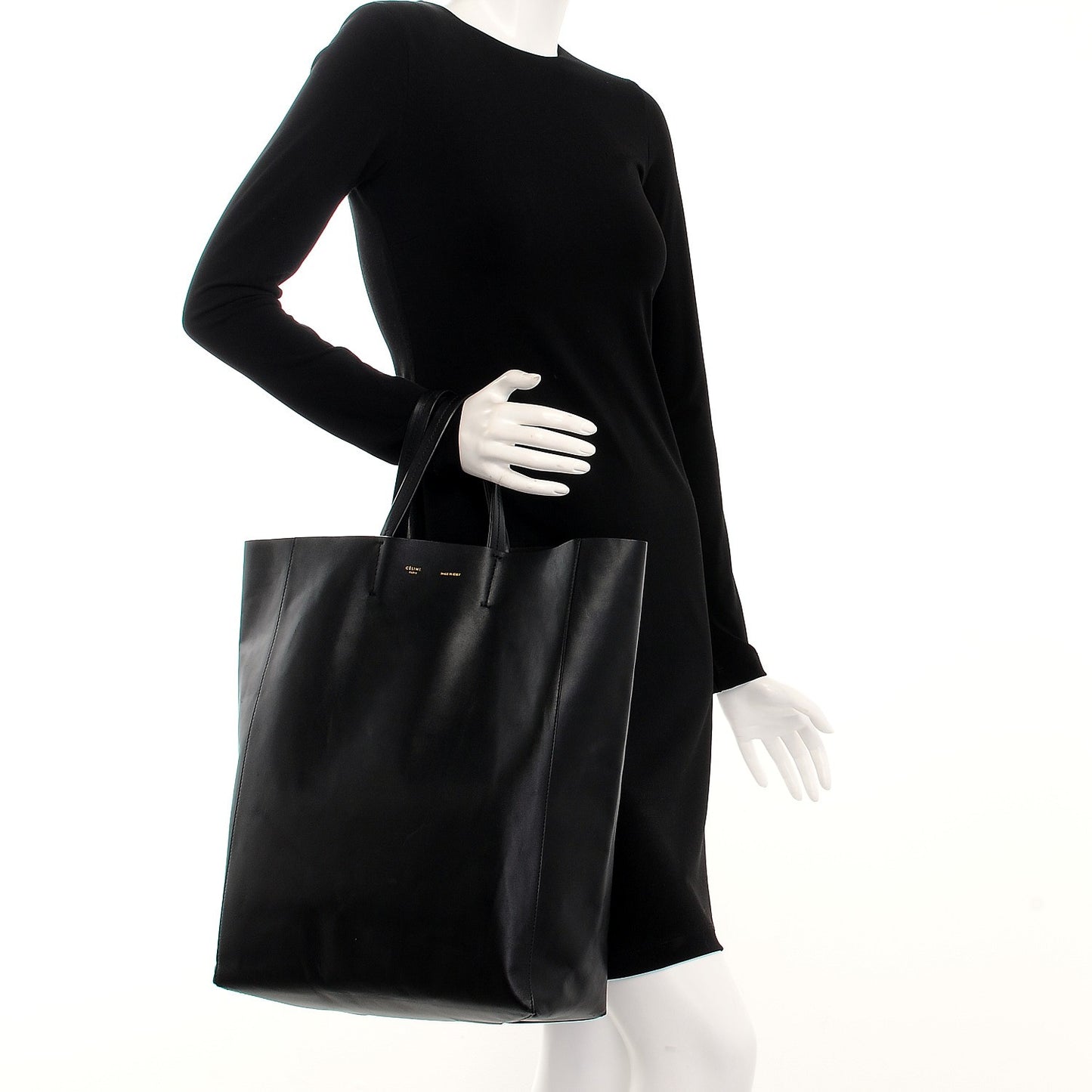 Smooth Lambskin Vertical Cabas Black