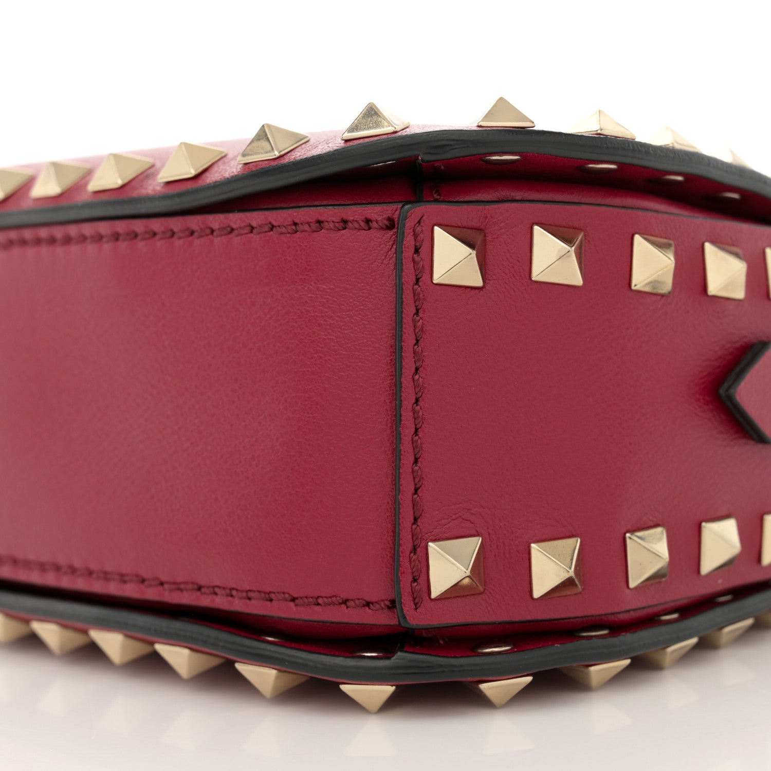 Valentino Garavani Vitello Medium Rockstud Flap Saddle Bag Scarlet 10 of 13