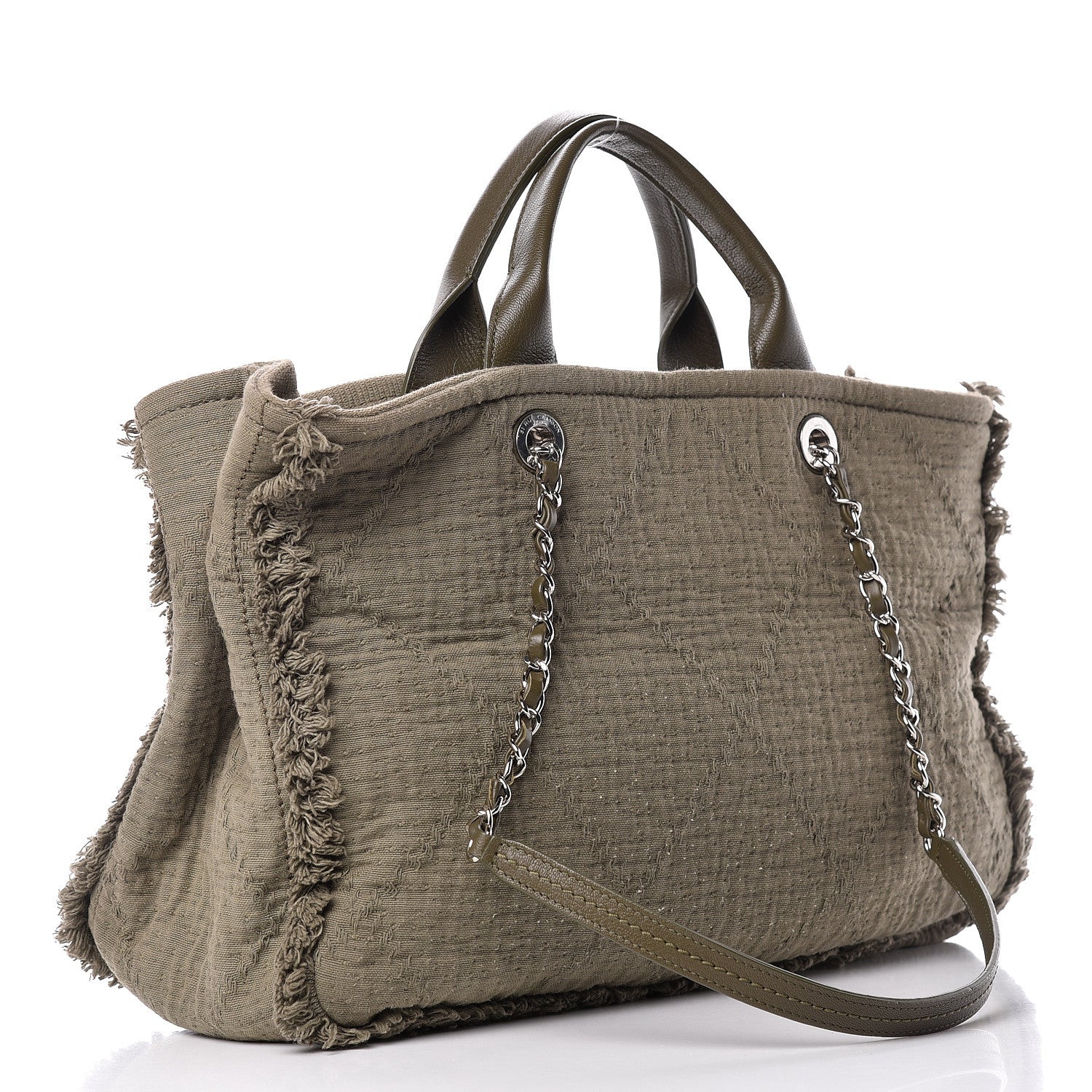 Chanel Canvas Large Double Face Shopping Tote Green 4 of 13