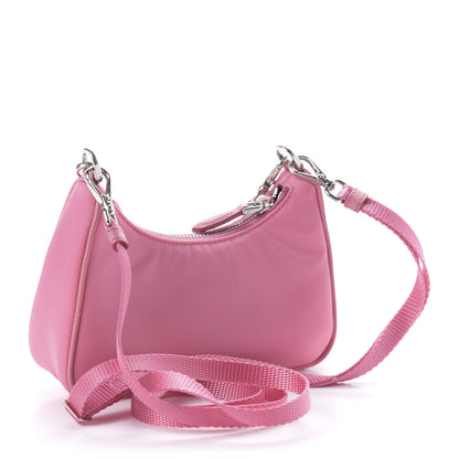 Prada Tessuto Nylon Saffiano Mini Re-Edition 2000 Shoulder Bag Begonia 3 of 10