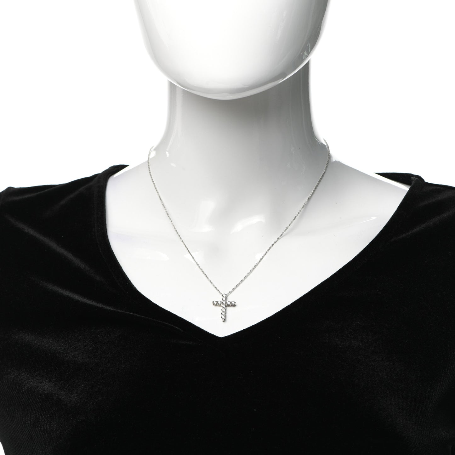 Platinum Diamond Medium Cross Pendant Necklace