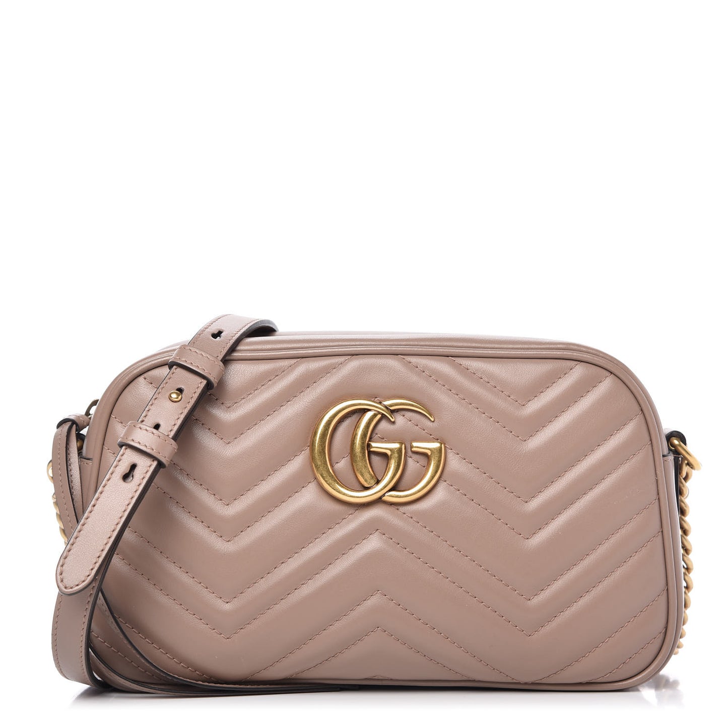 Calfskin Matelasse Small GG Marmont Chain Shoulder Bag Porcelain Rose
