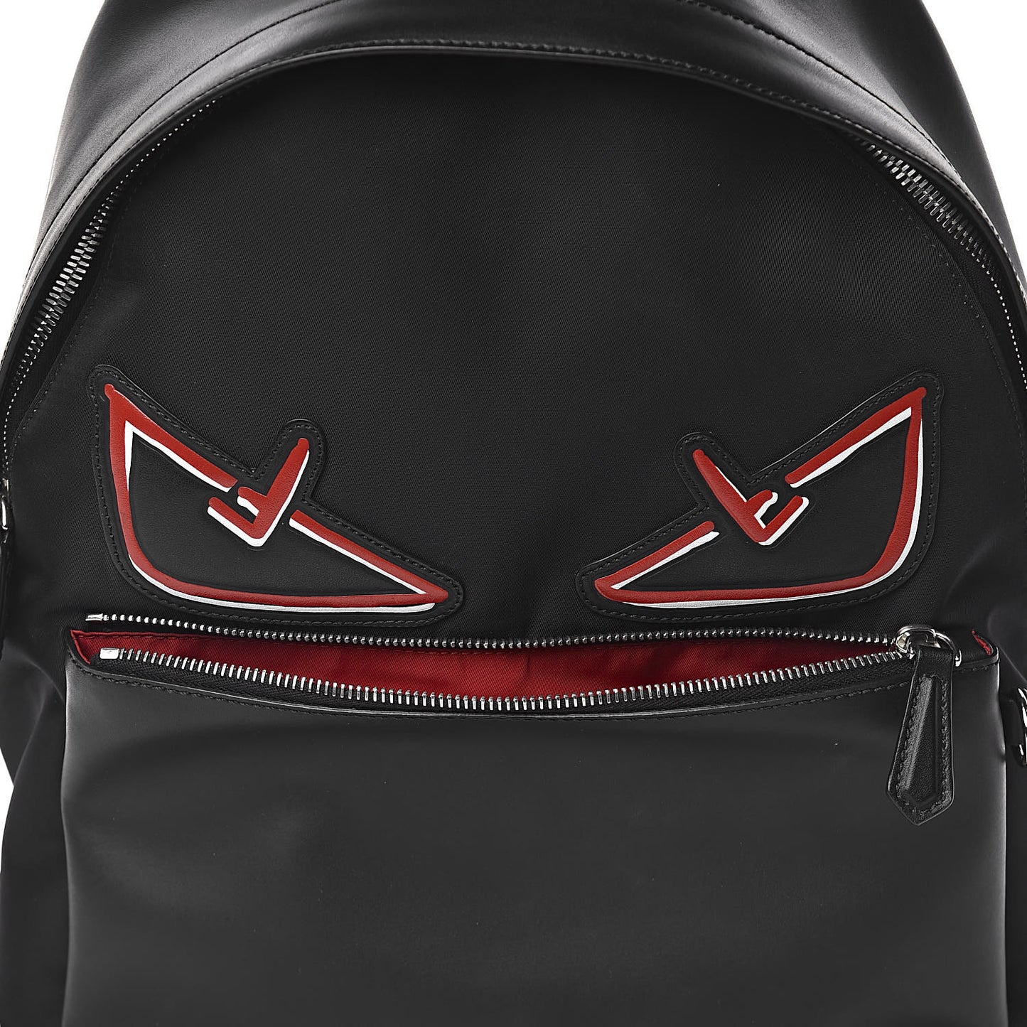 Nylon Calfskin Bad Bug Pouch Pocket Backpack Black Rosso