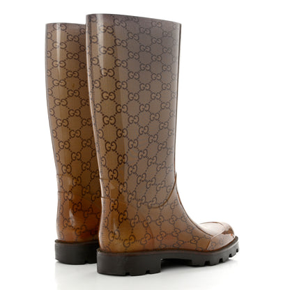 Gucci Rubber Monogram Edinburg Rain Boots 36 Transparent Cocoa 4 of 7