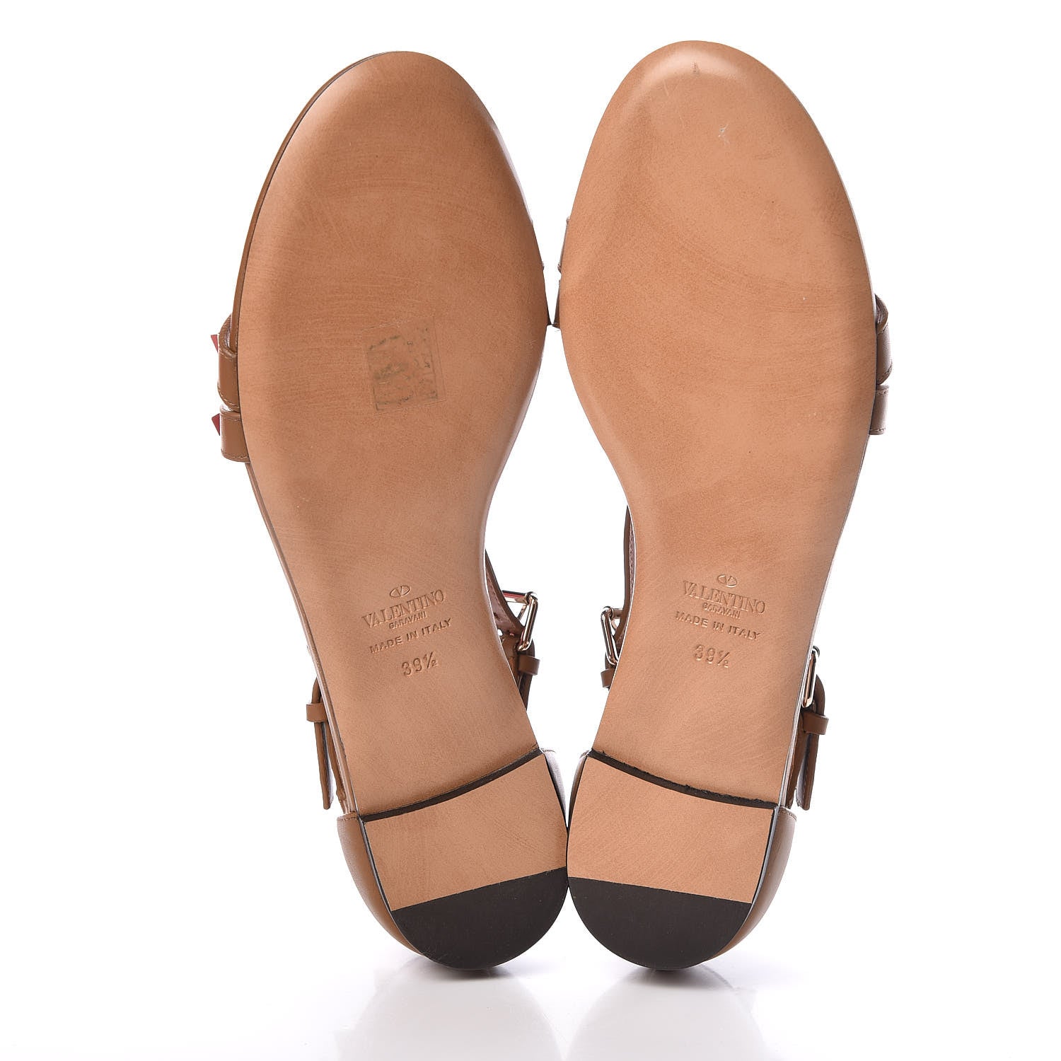 Valentino Garavani Nappa Rockstud Cross Strap Flat Sandals 39.5 Bright Cognac 5 of 8