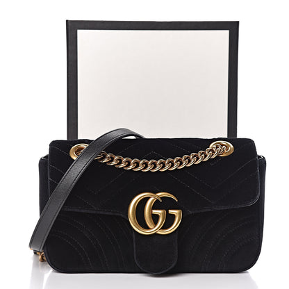 Gucci Velvet Matelasse Mini GG Marmont Shoulder Bag Black 11 of 11