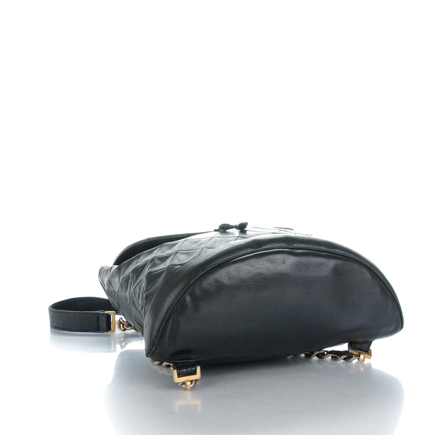 Lambskin Quilted Drawstring Backpack Black