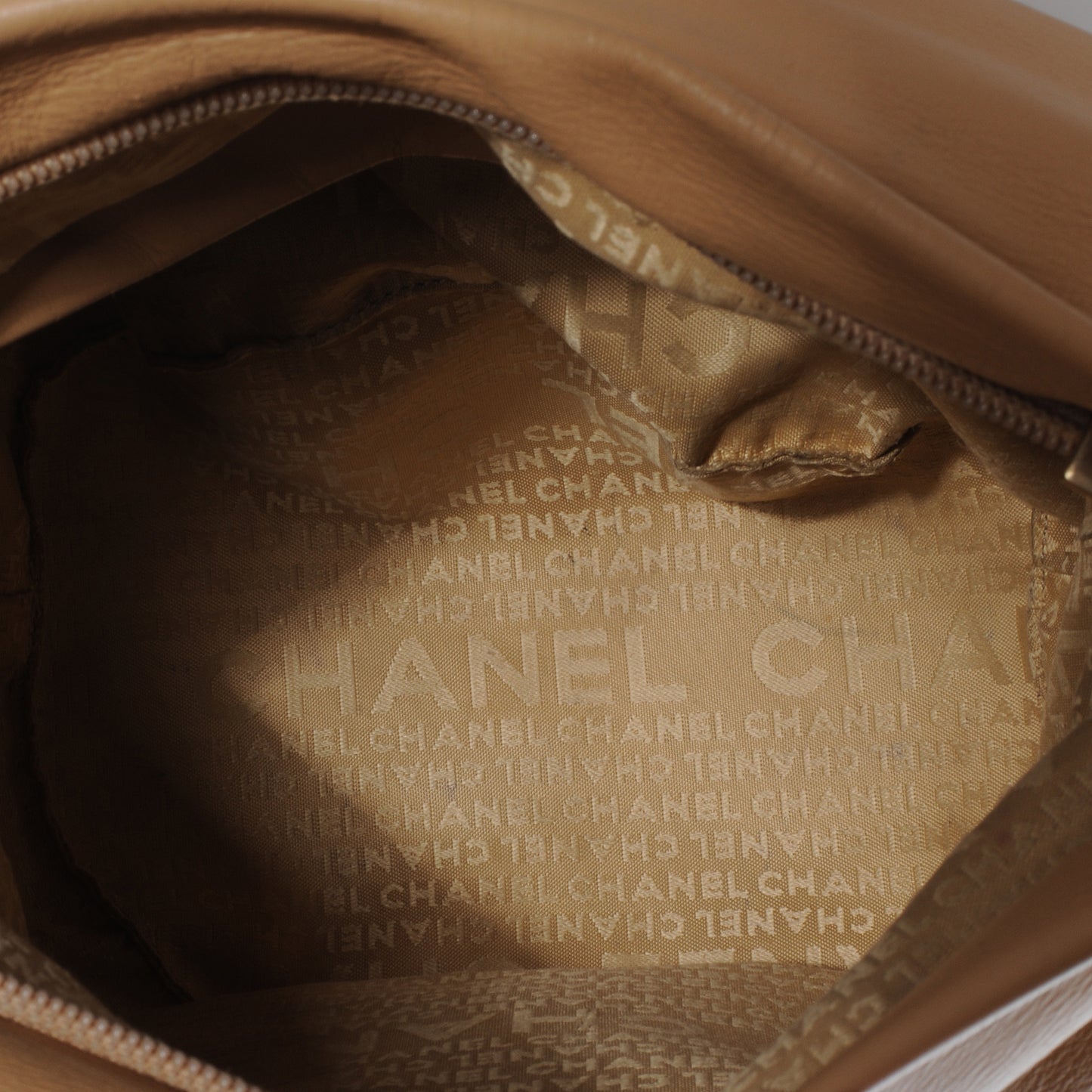 Calfskin CC Bucket Bag Beige